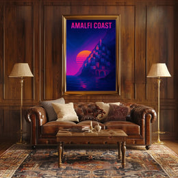 Amalfi Coast Sunset Poster Wall Art 18x24 Scenic Travel