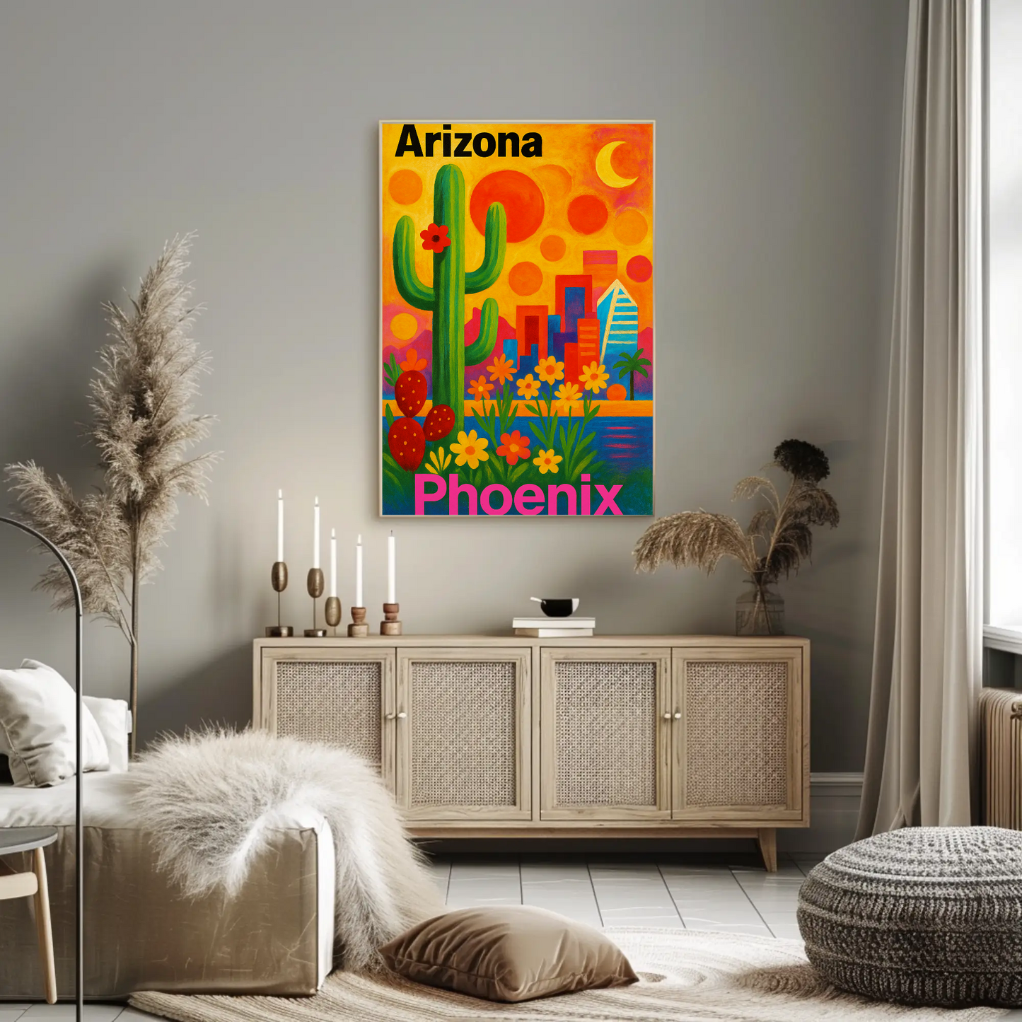 Arizona Phoenix Skyline Vintage Travel Poster Art