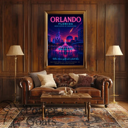 Orlando Neon Fantasy Travel Poster