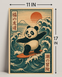 Pandas Surfing Adventure Poster PosterGoat