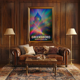 Greensboro North Carolina Vibrant Cityscape Travel Art Impressionism Urban Skyline Wanderlust Inspiration Poster