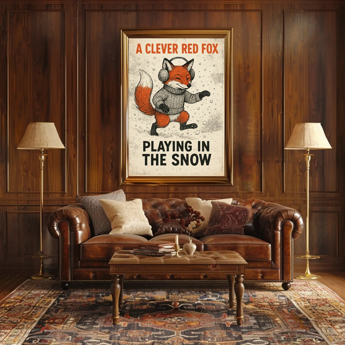 Fox Playing In Snow Poster