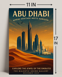 Abu Dhabi Skyline Heritage Cityscape Travel Poster