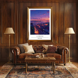 Lisbon Twilight Magic Scenic View Urban or Cityscape Poster