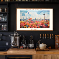 Vibrant Berlin Flower Market Skyline Urban or Cityscape Poster