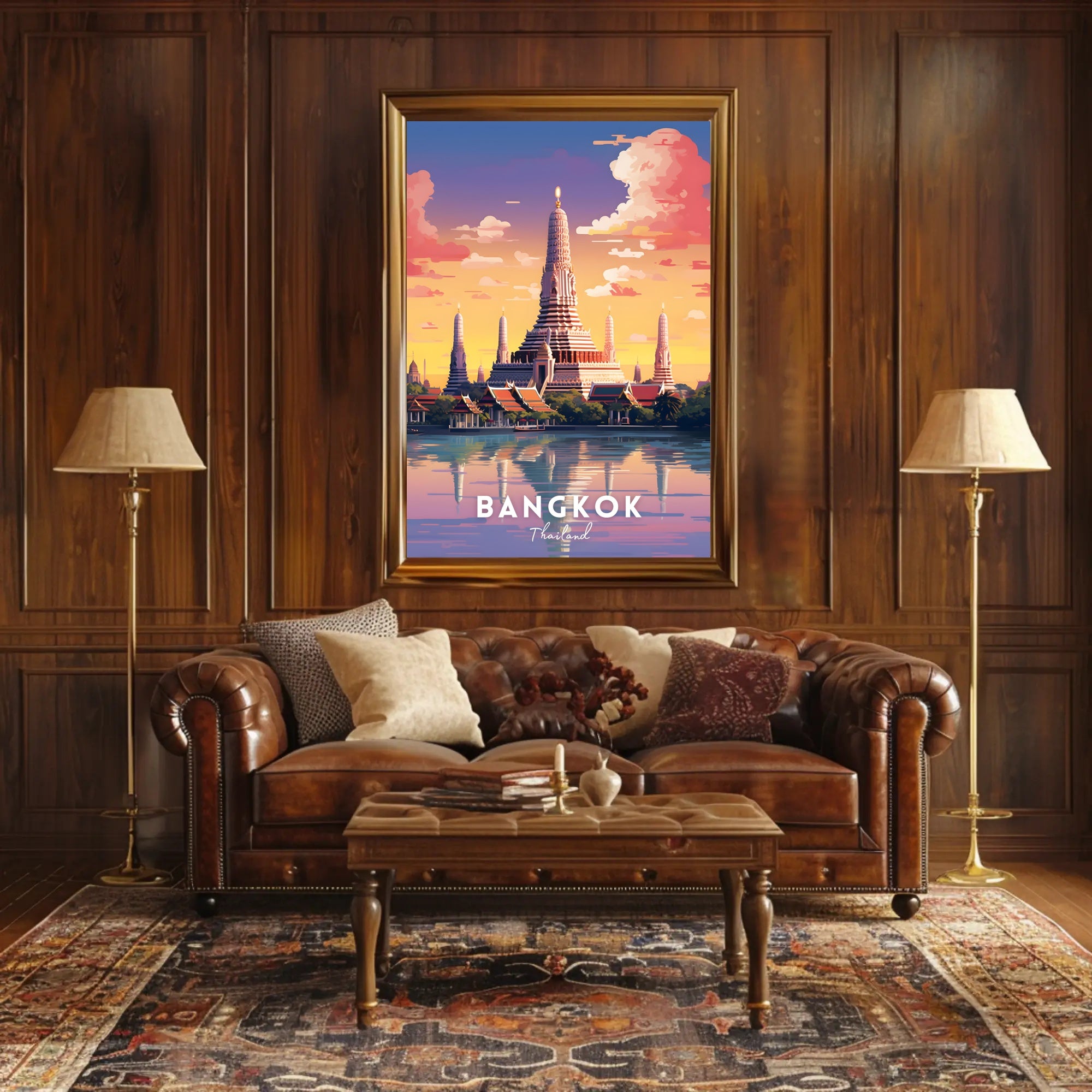 Wat Arun Sunset in Bangkok Travel Poster