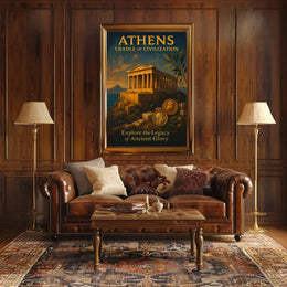 Athens Heritage Vintage Poster: Ancient Greek Inspiration