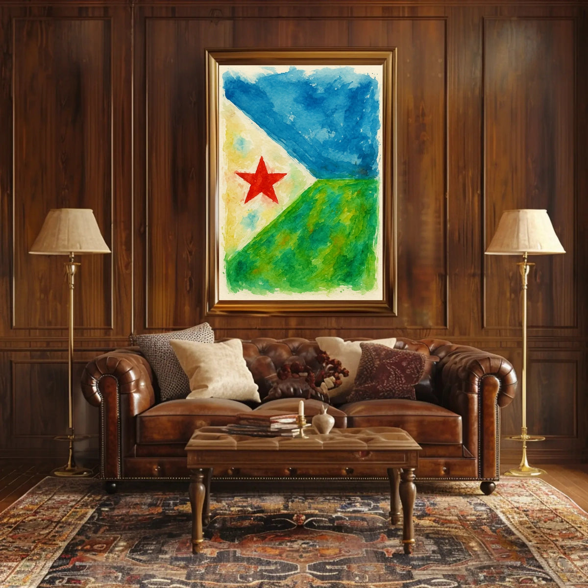 Abstract Landscape With Red Star Poster