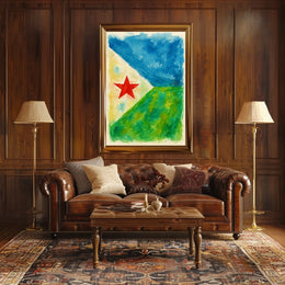 Abstract Landscape With Red Star Poster