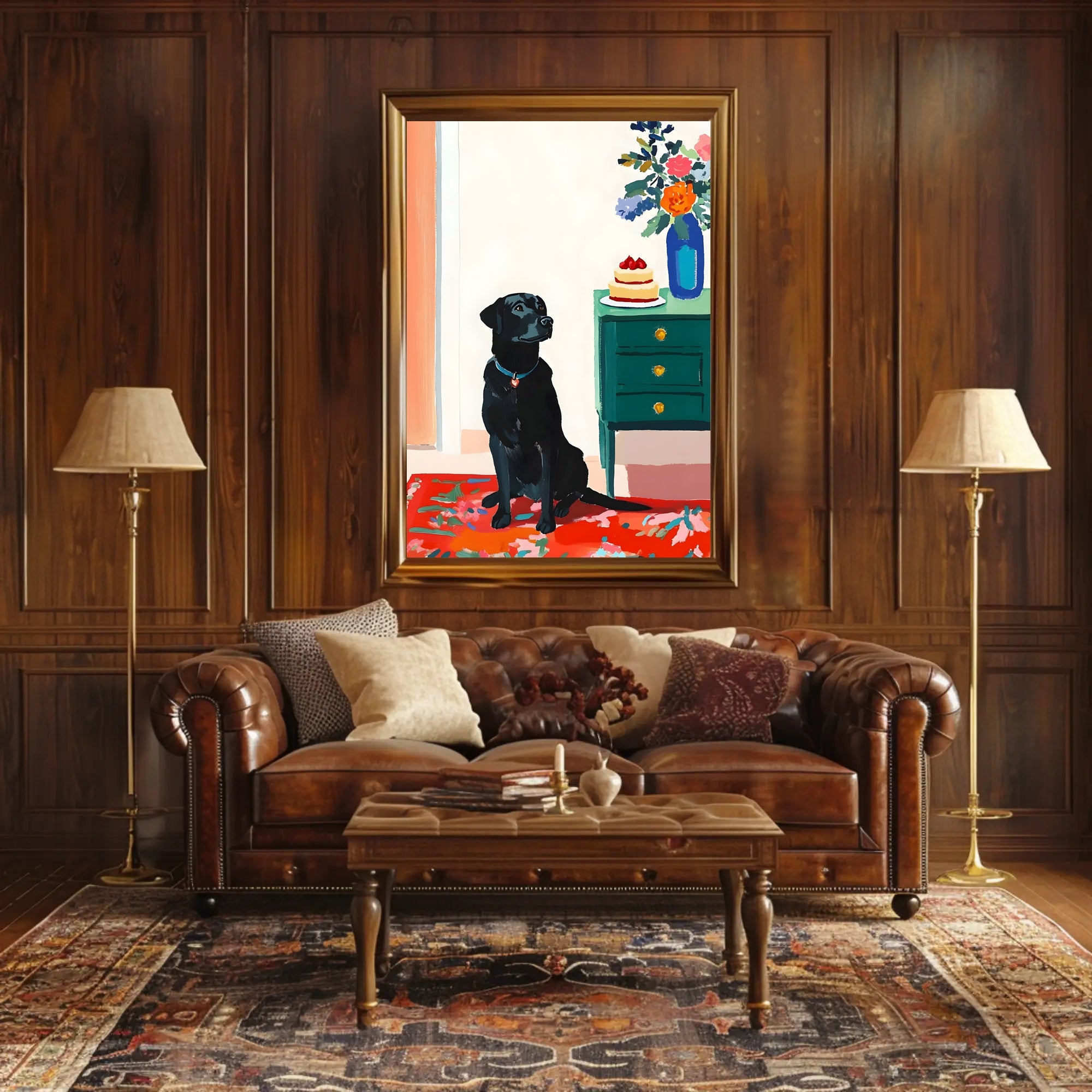 Black Labrador Poster Modern Cake Art Print