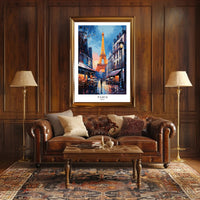 Parisian Romance Twilight Street Scene Urban or Cityscape Poster PosterGoat