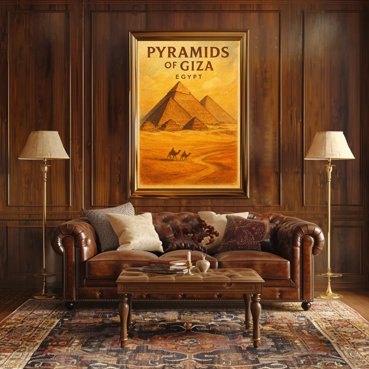 Giza Pyramids Traveler Vintage Typography Poster