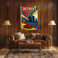 Detroit Vintage Travel Poster Wall Art Print
