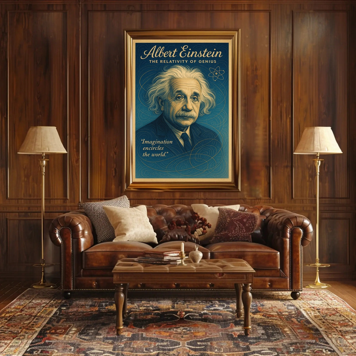 Albert Einstein Inspirational Genius Vintage Art Poster