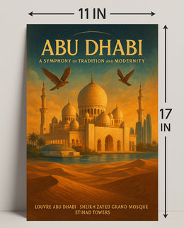 Abu Dhabi's Iconic Blend: Cultural Cityscape Travel Poster