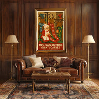 Mrs. Claus Knitting Giant Scarves Poster
