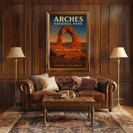 Arches National Park Sunset Vintage National Park Poster