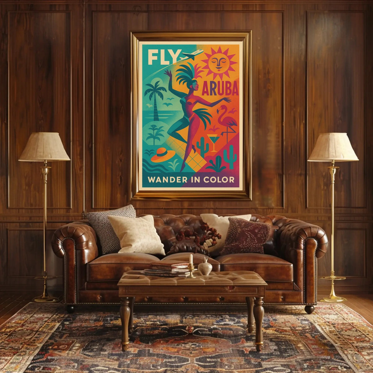 Aruba Travel Tropical Retro Artistic Poster