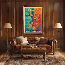 Aruba Travel Tropical Retro Artistic Poster