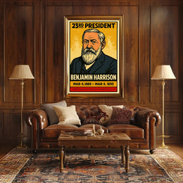 Benjamin Harrison 23rd President of the United States Inked Comic Style Poster