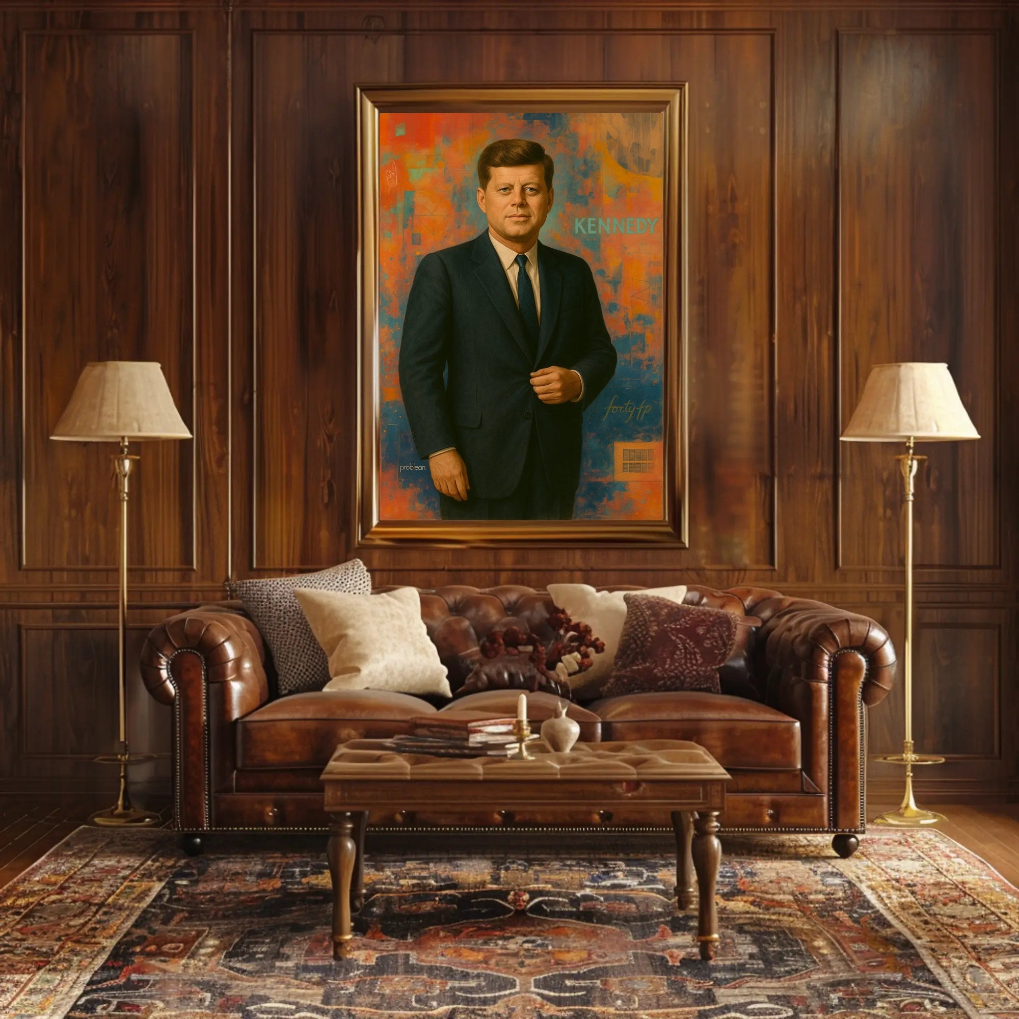 KENNEDY abstract artistic portrait poster in modern vibrant style