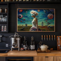 Dreamlike Woman in Stylized Surreal Futuristic Sci-Fi Poster