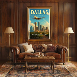 Dallas Travel Poster: Bold Vintage Cityscape Adventure PosterGoat
