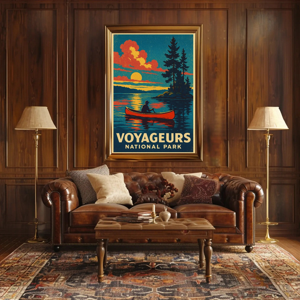 Voyageurs National Park Vintage Canoe Adventure Poster