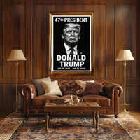 Trump Visionary Leader Cinematic Realism Patriotic Portrait American Flag Legacy Inspire Poster