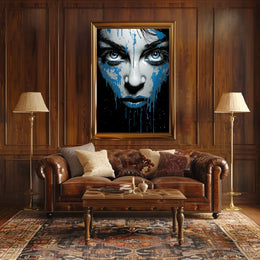 Striking Blue-Eyed Woman Abstract Art Poster