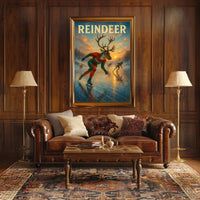 Reindeer Ice Skating Extravaganza Fantasy or Mythology Poster