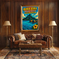 Bora Bora Vintage Travel Poster with Tropical Nostalgia PosterGoat