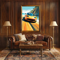 Speed and Freedom on Coastal Road Sports Poster