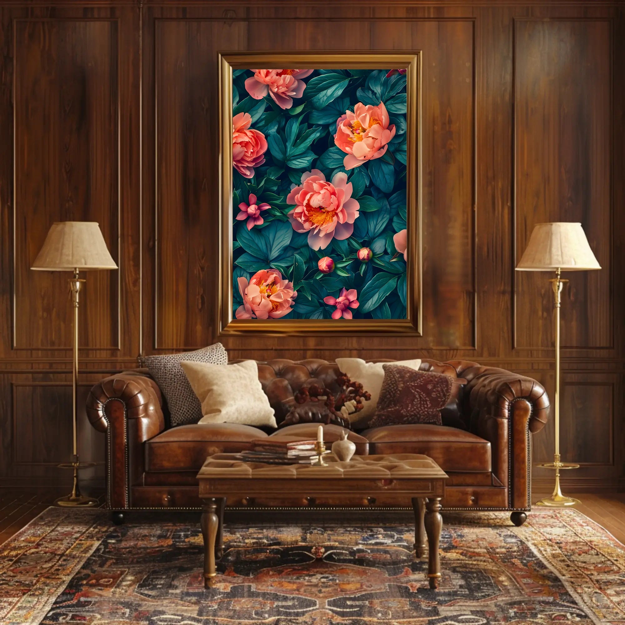 Elegant Peony Garden Floral Art Poster