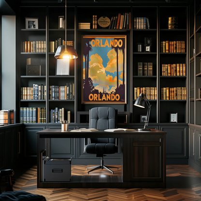 Orlando Sunset Palms Retro Florida Travel Poster