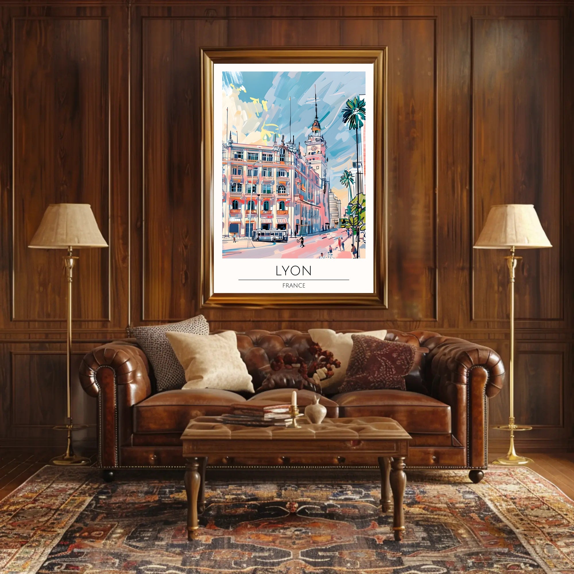 Vibrant Lyon Illustration Poster PosterGoat