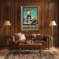 Winter Sports Adventure in Quebec Travel Poster PosterGoat
