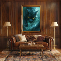 Mystical Black Cat Art Print Poster for Home Decor PosterGoat