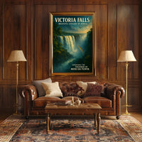Victoria Falls Waterfall Rainbow Nature Poster