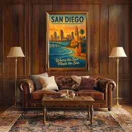 San Diego Where The Sun Meets The Sea Poster