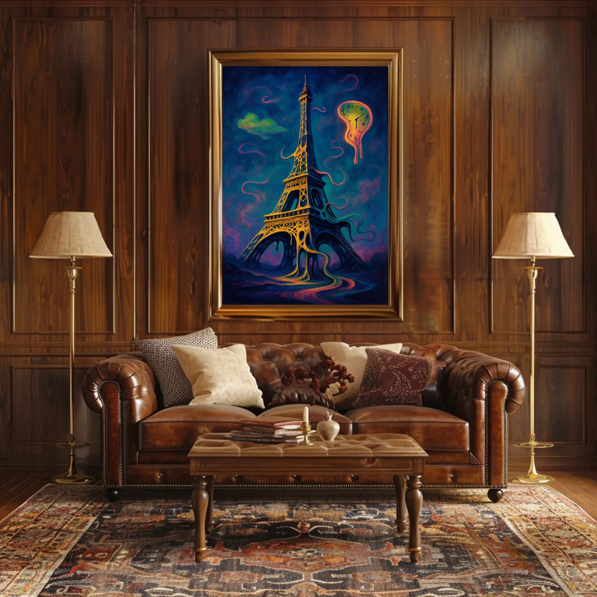 Eiffel Tower in Dreamlike Surrealism Artistic Poster