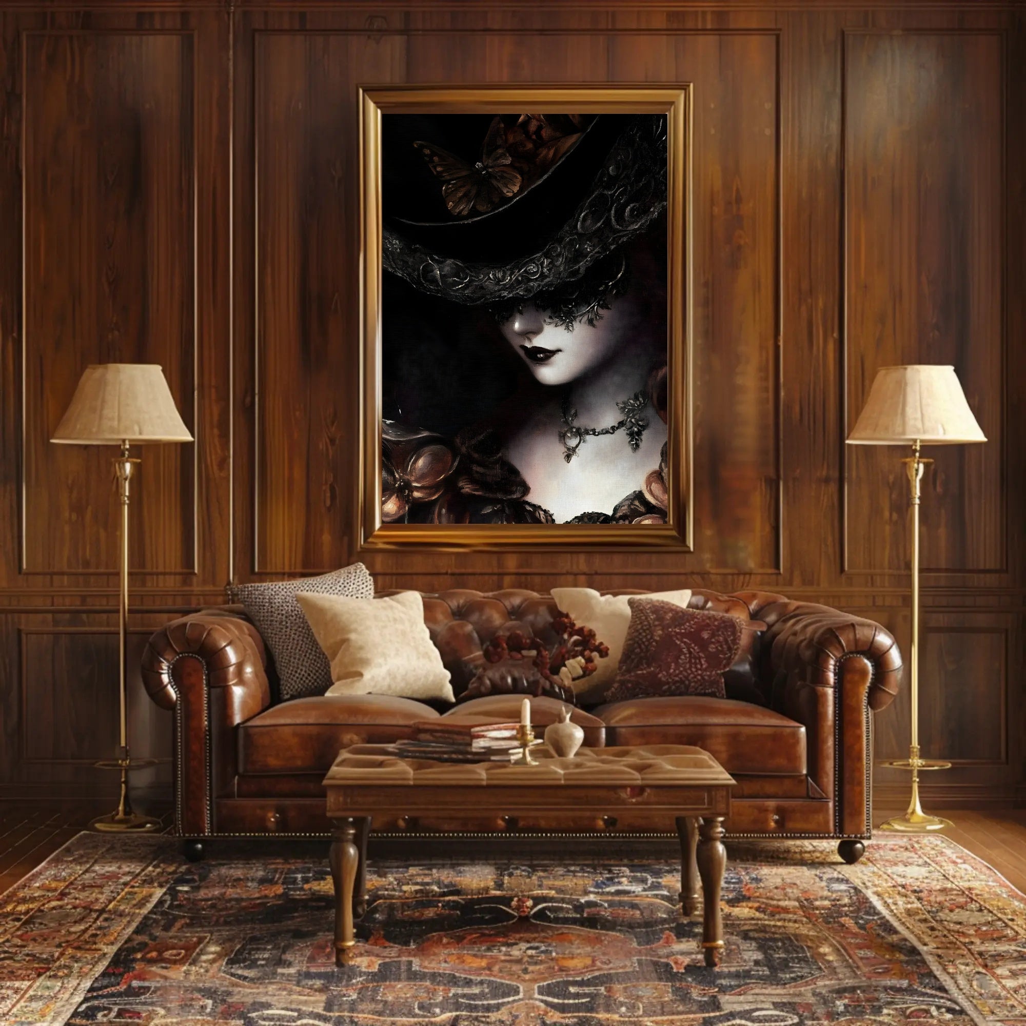 Mysterious Woman in Baroque Elegance Artistic Poster PosterGoat