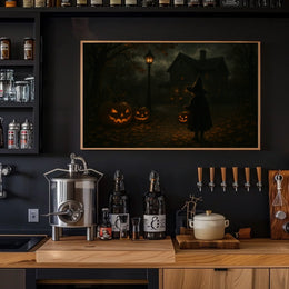 Moonlit Halloween Night Enchantment Gothic Surrealism Fantasy Nocturnal Cityscape Dreamscape Wanderlust Poster