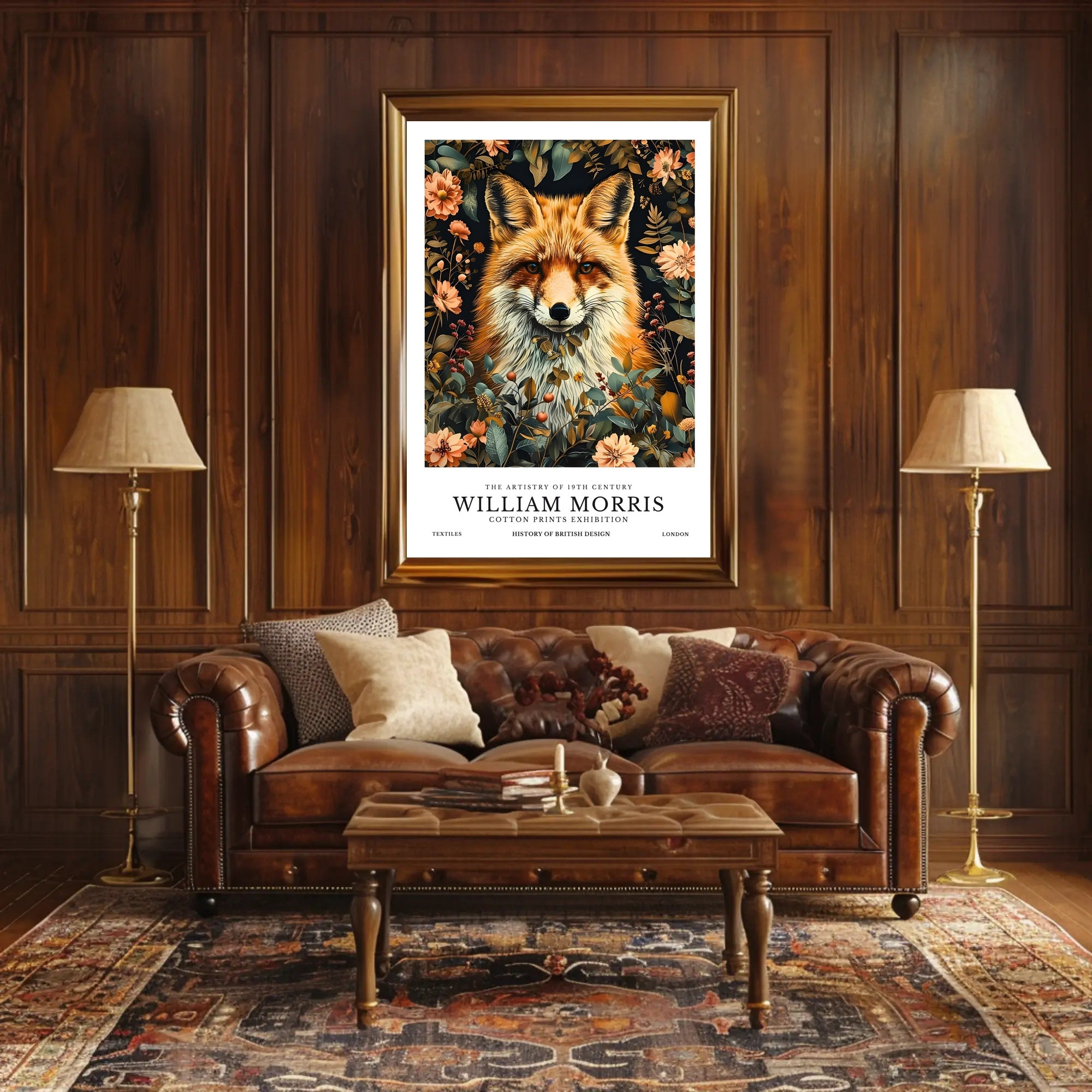 Fox in Floral Elegance: Artistic Poster