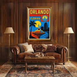 Orlando, Florida Vibrant Cityscape Poster PosterGoat