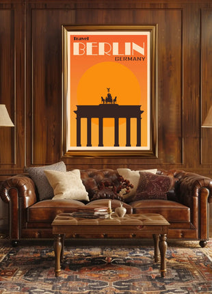 Brandenburg Gate Vintage Travel Print: Iconic Berlin Landmark Poster