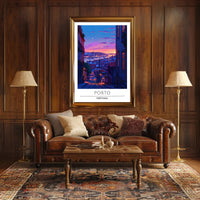 Porto Evening Skyline: Enchanting Travel Poster