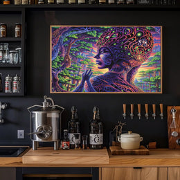 Psychedelic Alien Figure in Surreal Nature Fantasy or Mythology Poster