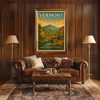 Vermont Autumn Tranquility Vintage Travel Poster