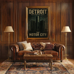 Detroit Motor City Vintage Urban or Cityscape Poster PosterGoat